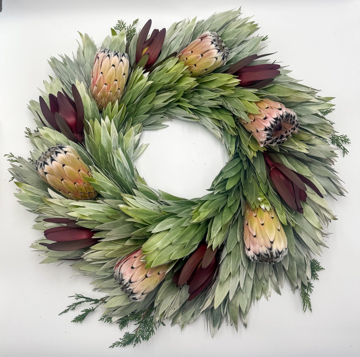Red Safari and Coral Protea Wreath