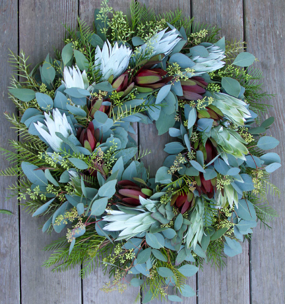 Silver Safari Protea & Eucalyptus Wreath