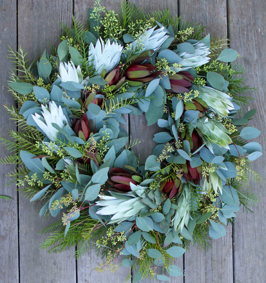 Silver Safari Protea & Eucalyptus Wreath
